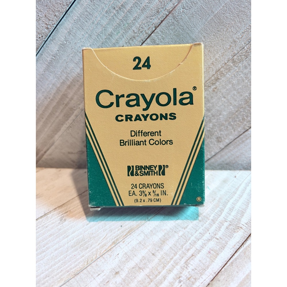 Vintage Crayola Crayons 24 Count Binney & Smith Gold Green Box Made in USA